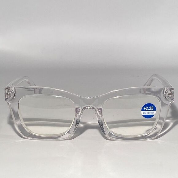 1177 Gretchen Reading Glasses 2.25 Square Clear Oversize NWT - Picture 3 of 9